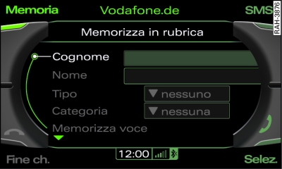 Memorizzazione di un numero telefonico nella rubrica